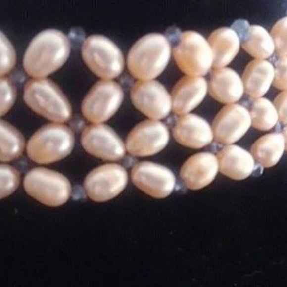 Handmade Peach Pearl Iolite Choker Z527 - Picture 2 of 5